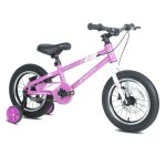 אופני ילדים ורוד לבן עם גלגלי עזר